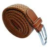 Bassin And Brown Chevron Lined Woven Buckle Belt - Light Brown/White