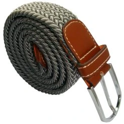 Bassin And Brown Chevron Stripe Elasticated Woven Belt - Grey
