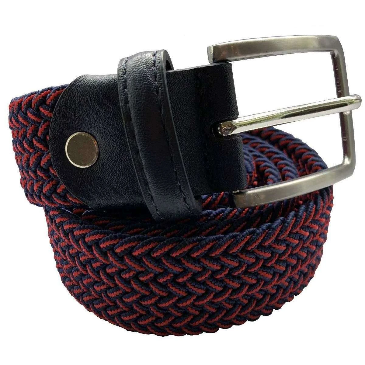 Bassin And Brown Chevron Striped Woven Belt - Wine/Navy - Image 2