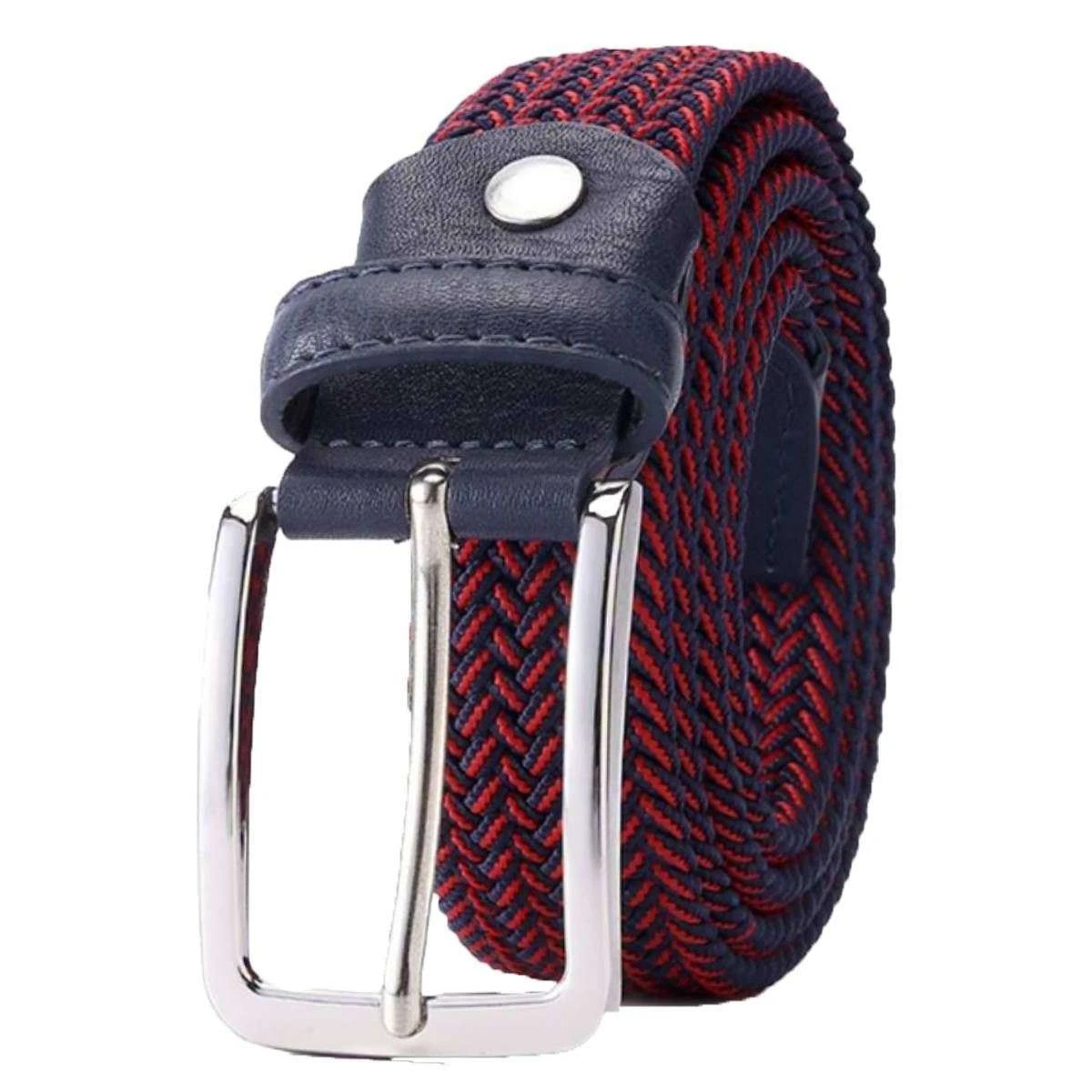 Bassin And Brown Chevron Striped Woven Belt - Wine/Navy - Image 3