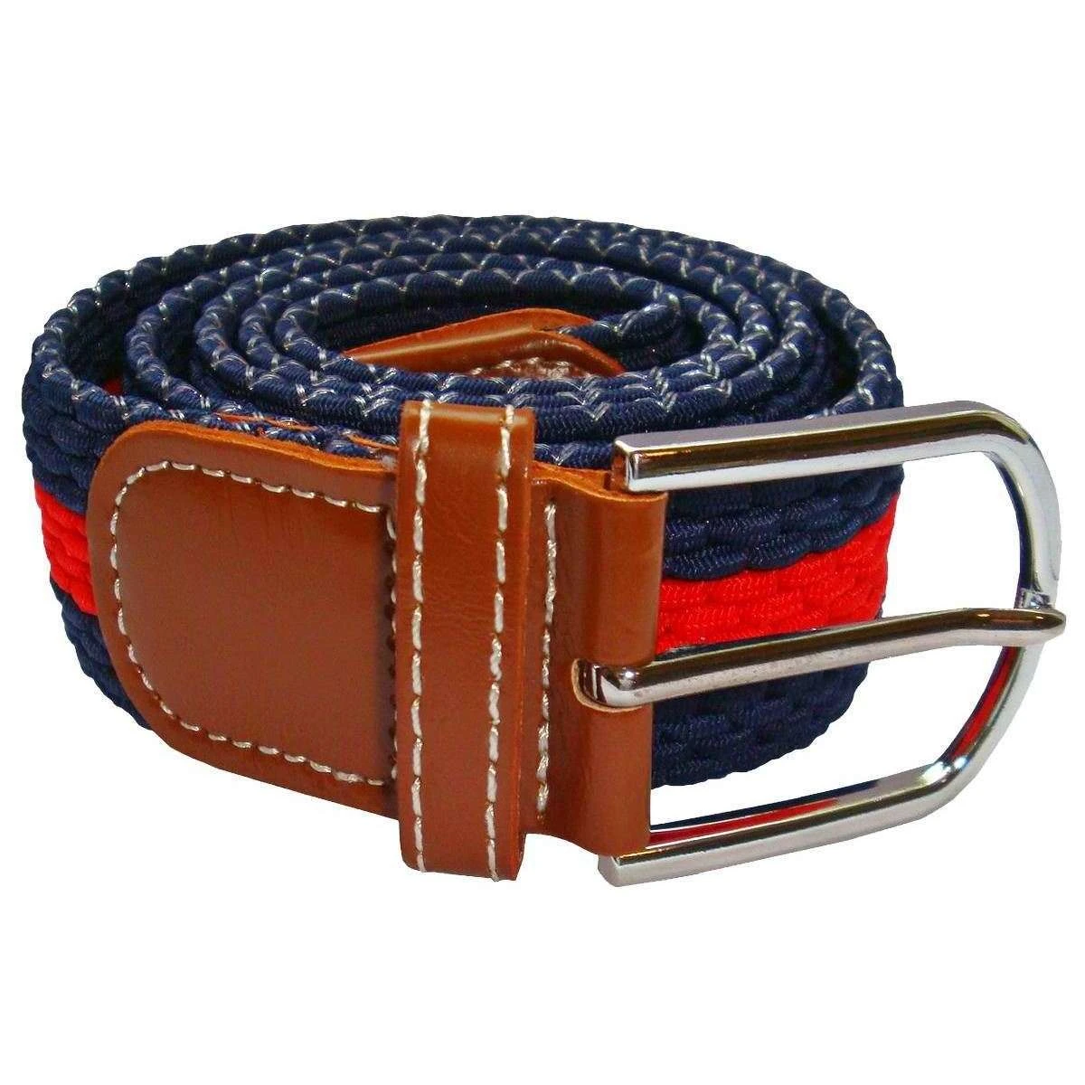 Bassin And Brown Horizontal Stripe Woven Belt - Red/Navy - Image 2