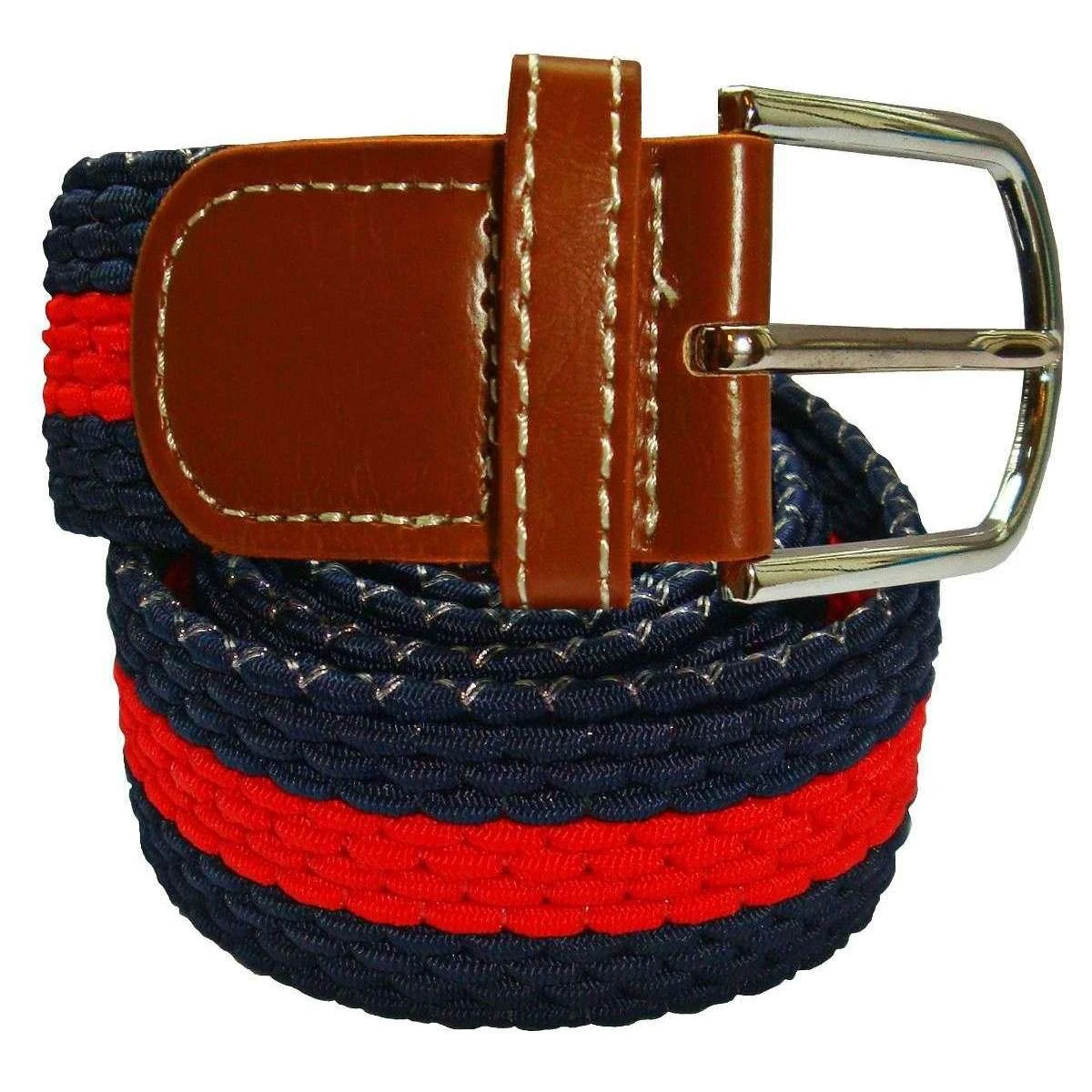 Bassin And Brown Horizontal Stripe Woven Belt - Red/Navy - Image 3