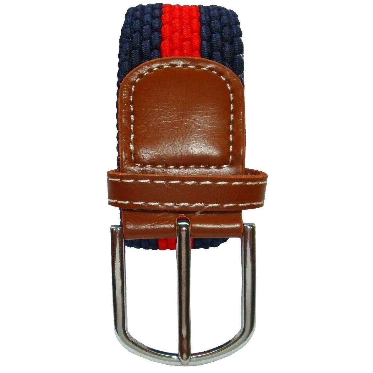 Bassin And Brown Horizontal Stripe Woven Belt - Red/Navy - Image 4