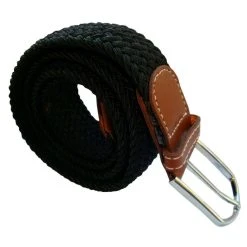 Bassin And Brown Plain Elasticated Woven Belt - Black