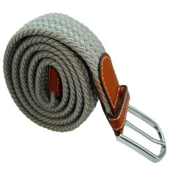 Bassin And Brown Plain Woven Belt - Light Grey