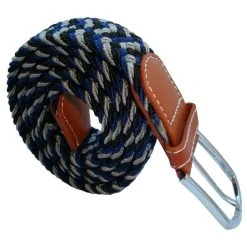 Bassin And Brown Three Stripe Elasticated Woven Belt - Navy/Black/Grey