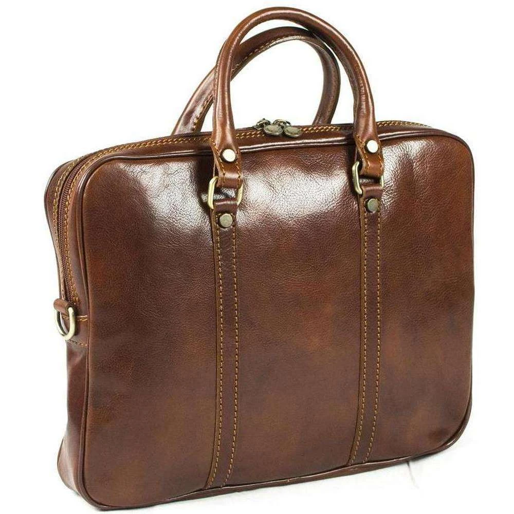 David Van Hagen Leather Business Bag - Brown
