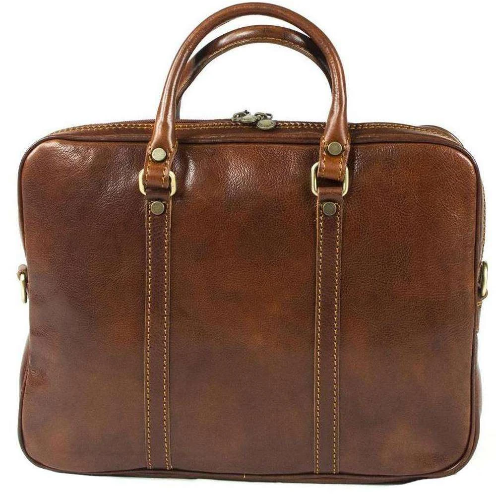 David Van Hagen Leather Business Bag - Brown - Image 2