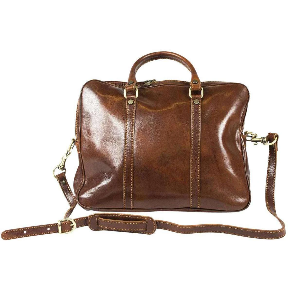 David Van Hagen Leather Business Bag - Brown - Image 4