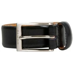 Dents Heritage Feather Edge Leather Belt - Black