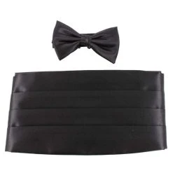 Knightsbridge Neckwear Bow Tie And Cummerbund Set - Black