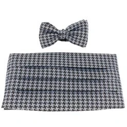Knightsbridge Neckwear Bow Tie And Cummerbund Set - Black/Grey