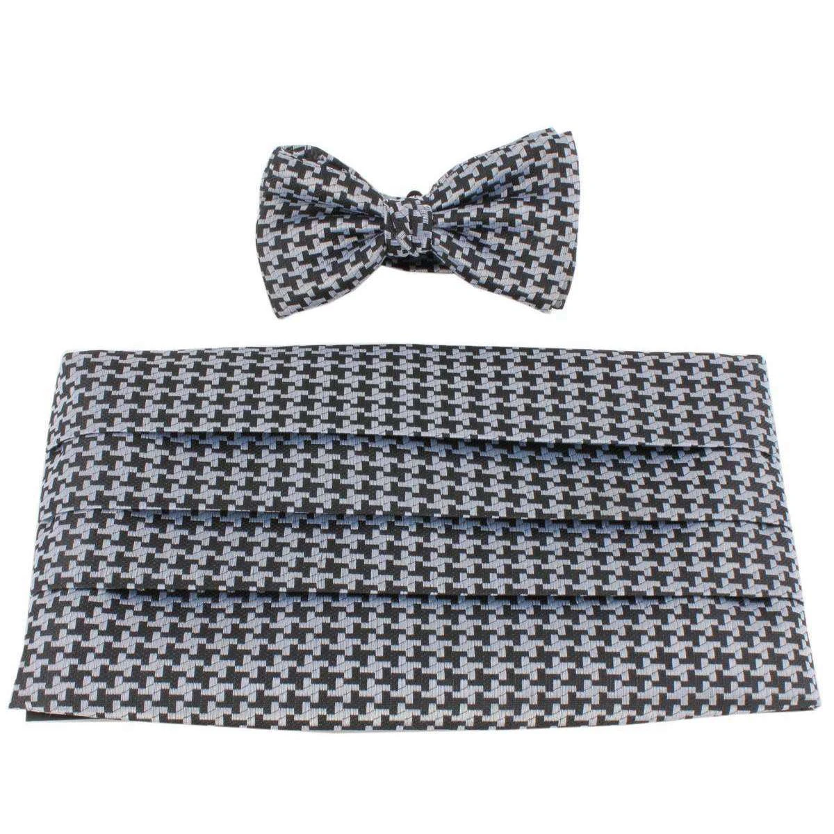 Knightsbridge Neckwear Bow Tie And Cummerbund Set - Black/Grey