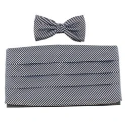 Knightsbridge Neckwear Bow Tie And Cummerbund Set - Black/Silver