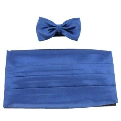 Knightsbridge Neckwear Bow Tie And Cummerbund Set - Blue