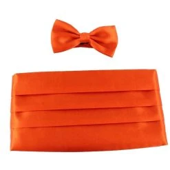 Knightsbridge Neckwear Bow Tie And Cummerbund Set - Orange