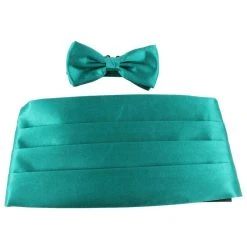 Knightsbridge Neckwear Bow Tie And Cummerbund Set - Teal
