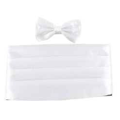 Knightsbridge Neckwear Bow Tie And Cummerbund Set - White