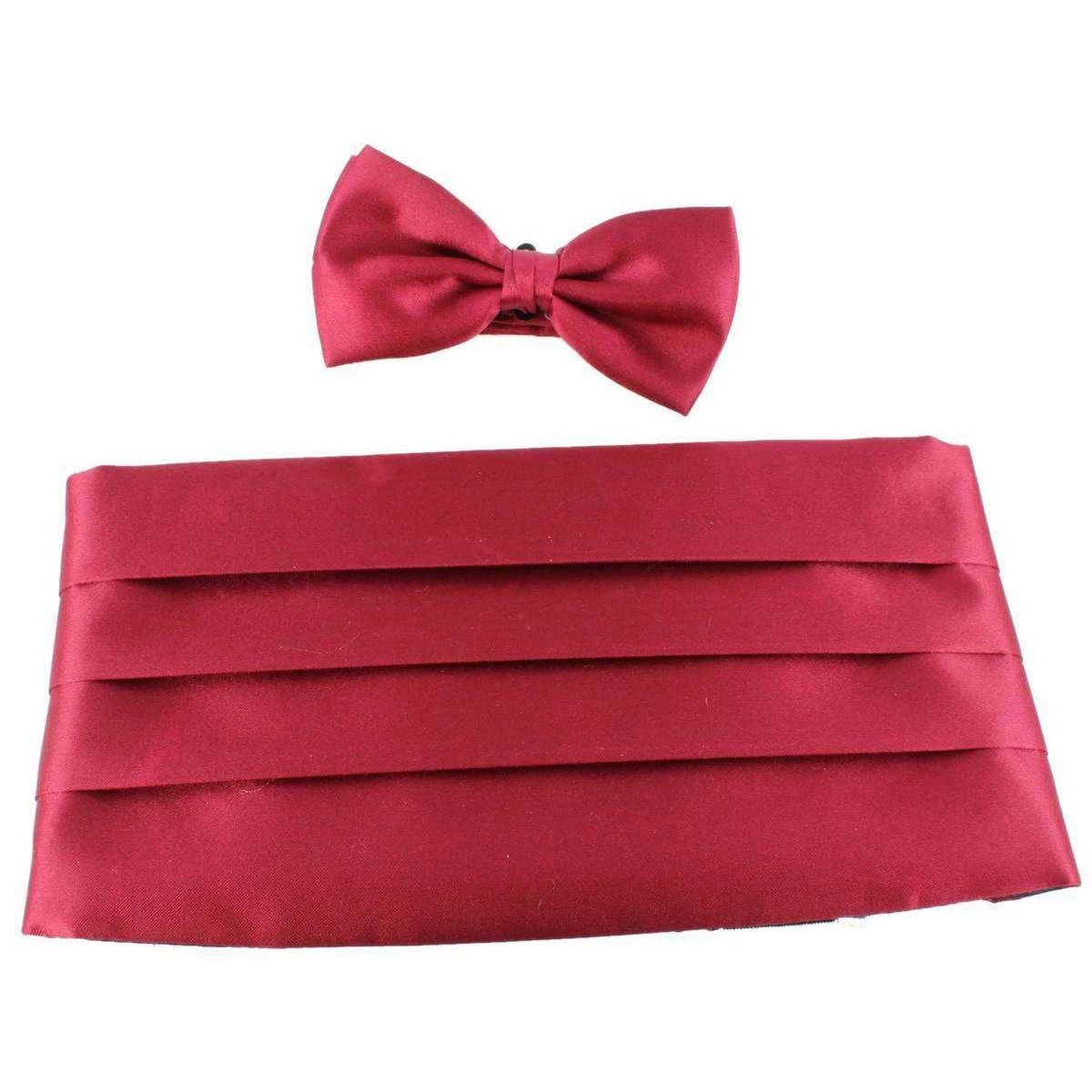 Knightsbridge Neckwear Bow Tie And Cummerbund Set - Wine