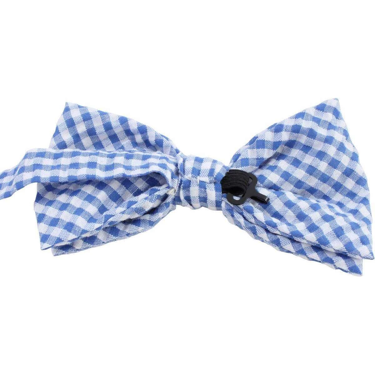 Knightsbridge Neckwear Checked Pre-Tied Cotton Bow Tie - Blue/White - Image 2