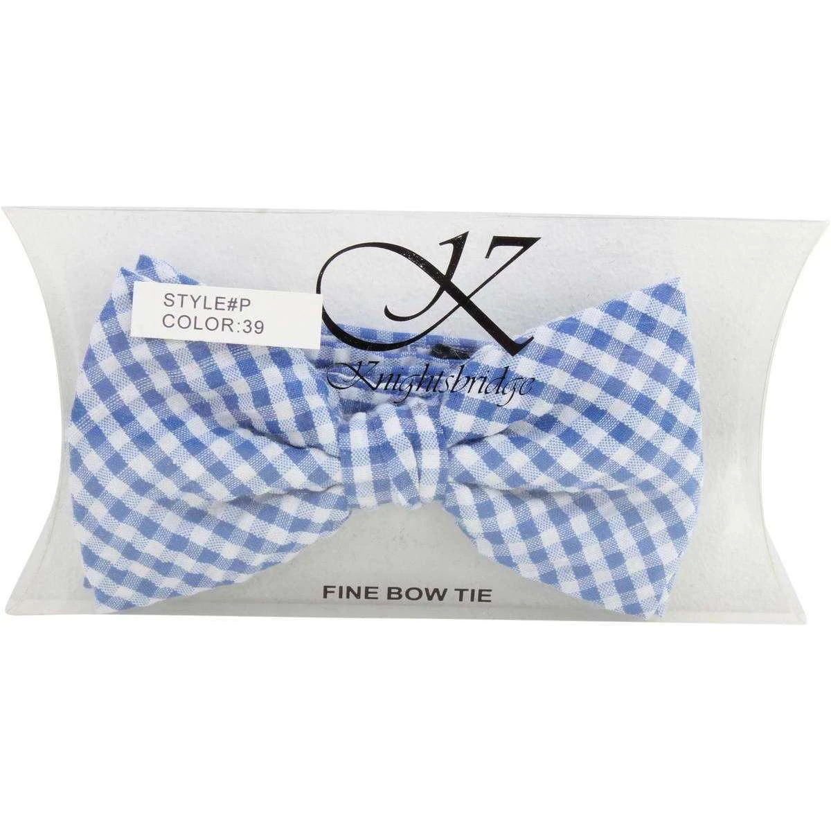 Knightsbridge Neckwear Checked Pre-Tied Cotton Bow Tie - Blue/White - Image 4