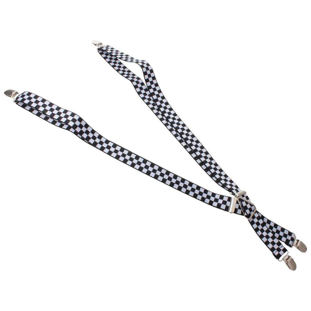 Knightsbridge Neckwear Checks Clip Braces - Black/White - Image 2