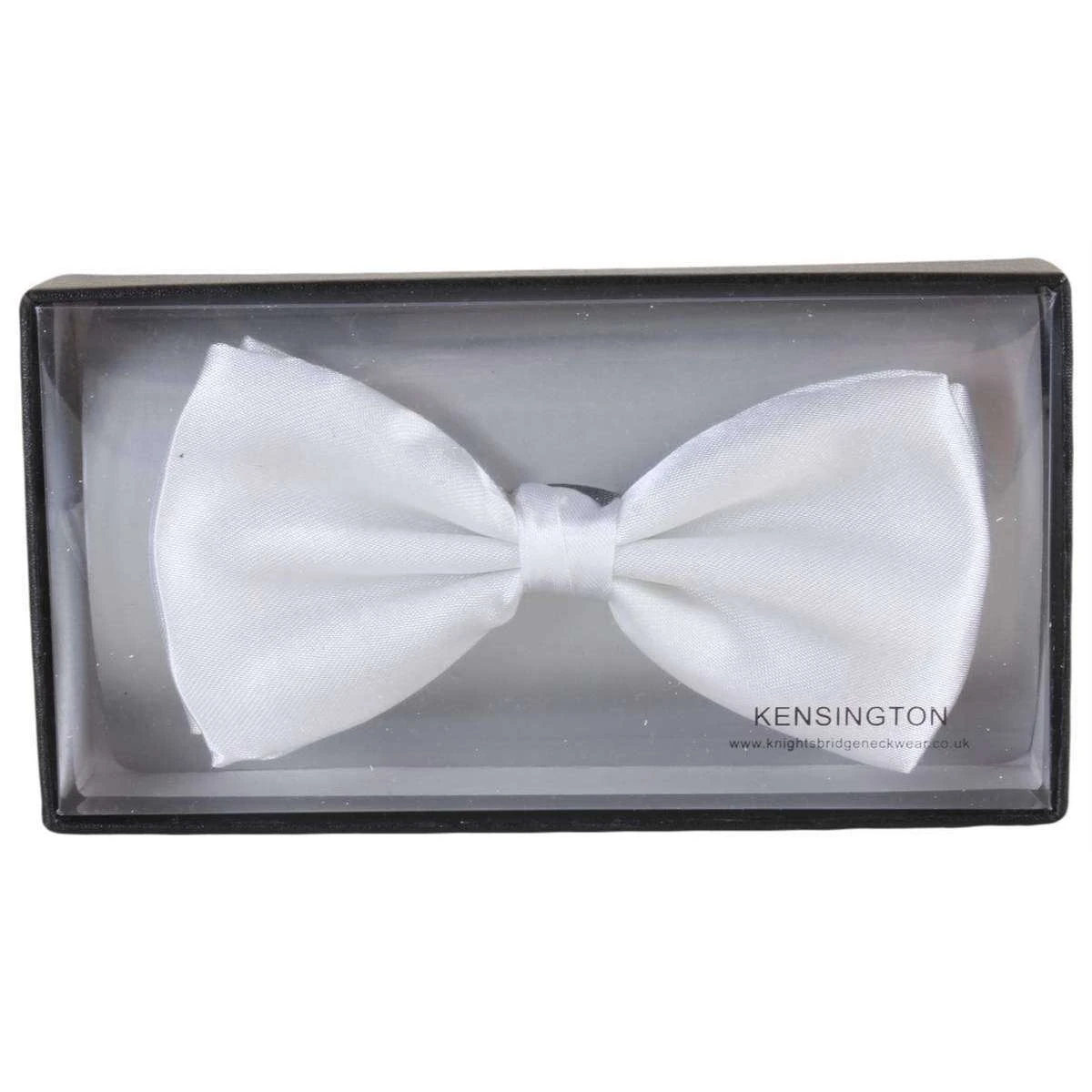 Knightsbridge Neckwear Plain Polyester Bow Tie - White - Image 3