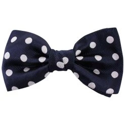 Knightsbridge Neckwear Polka Dot Silk Bow Tie - Navy/White