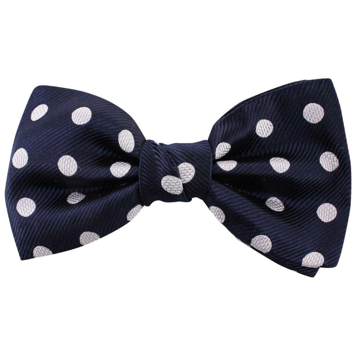Knightsbridge Neckwear Polka Dot Silk Bow Tie - Navy/White