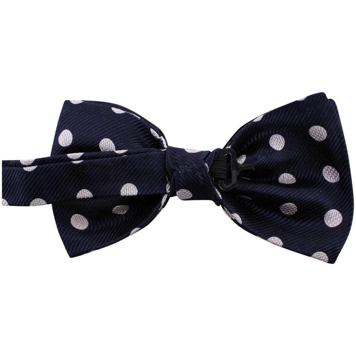 Knightsbridge Neckwear Polka Dot Silk Bow Tie - Navy/White - Image 2
