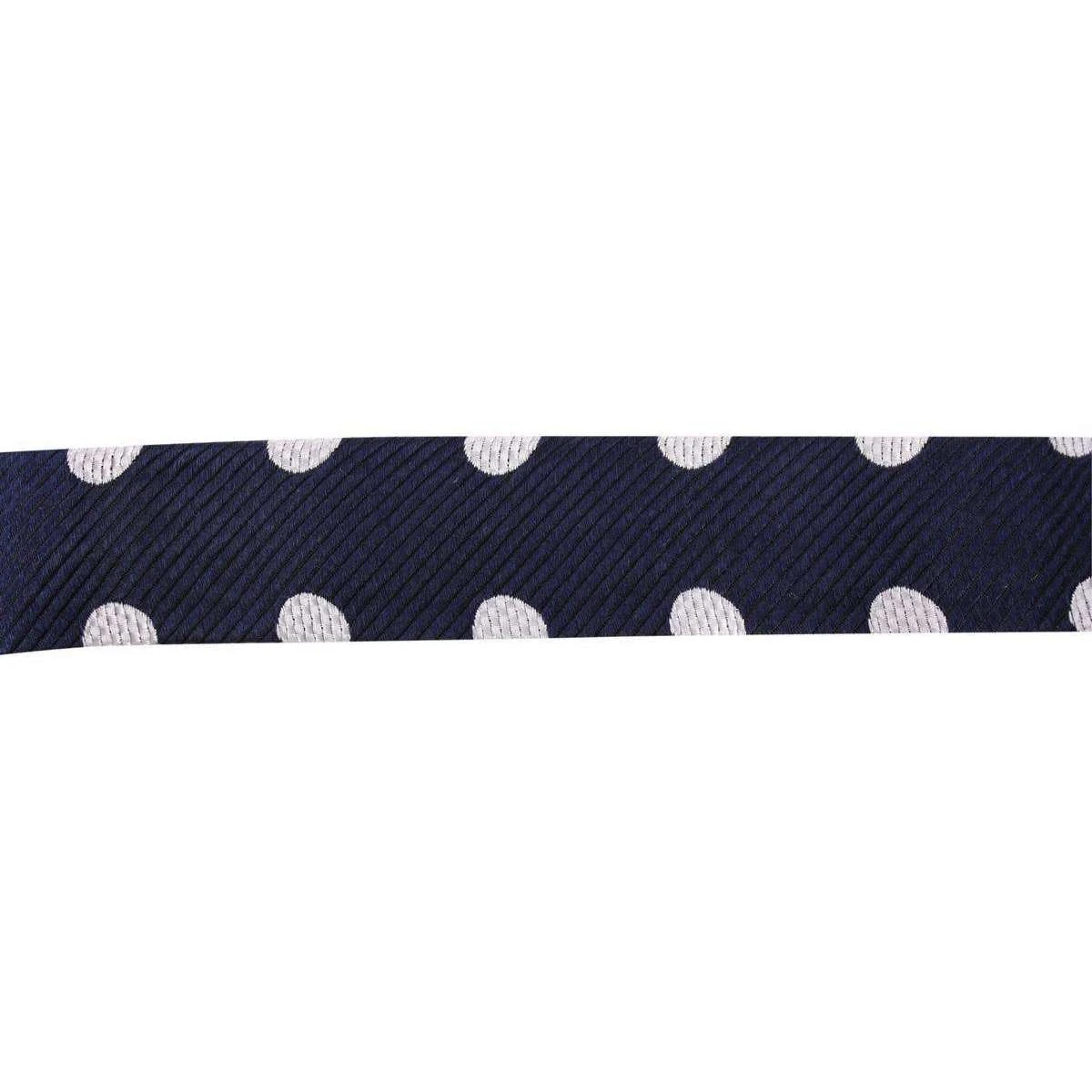 Knightsbridge Neckwear Polka Dot Silk Bow Tie - Navy/White - Image 3