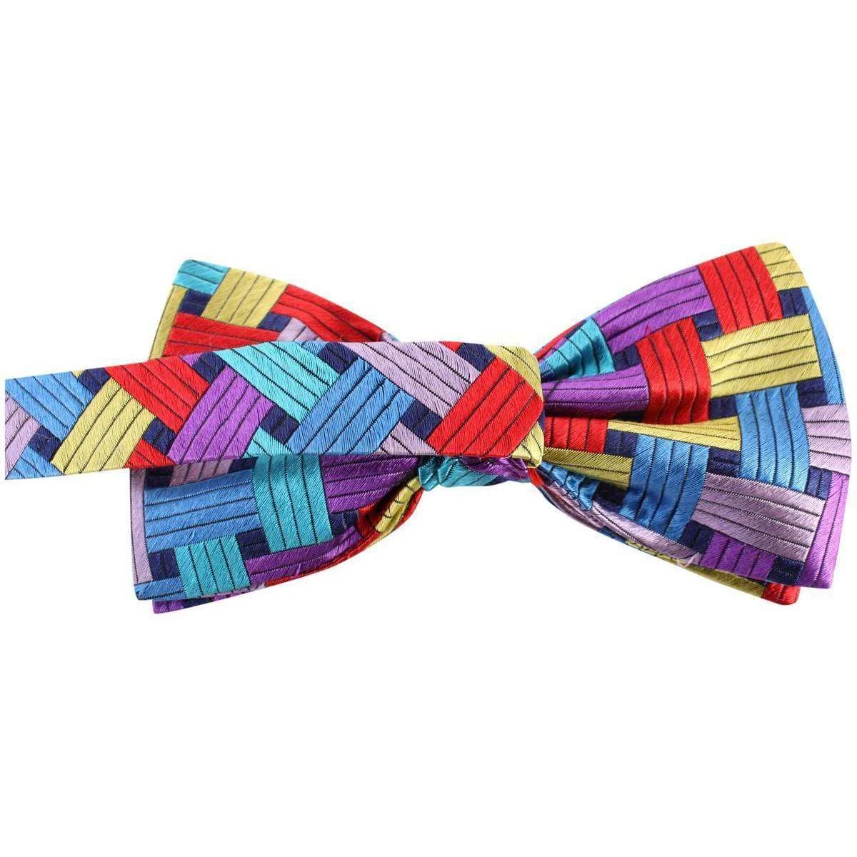 Knightsbridge Neckwear Rectangles Silk Bow Tie - Multi-colour - Image 2