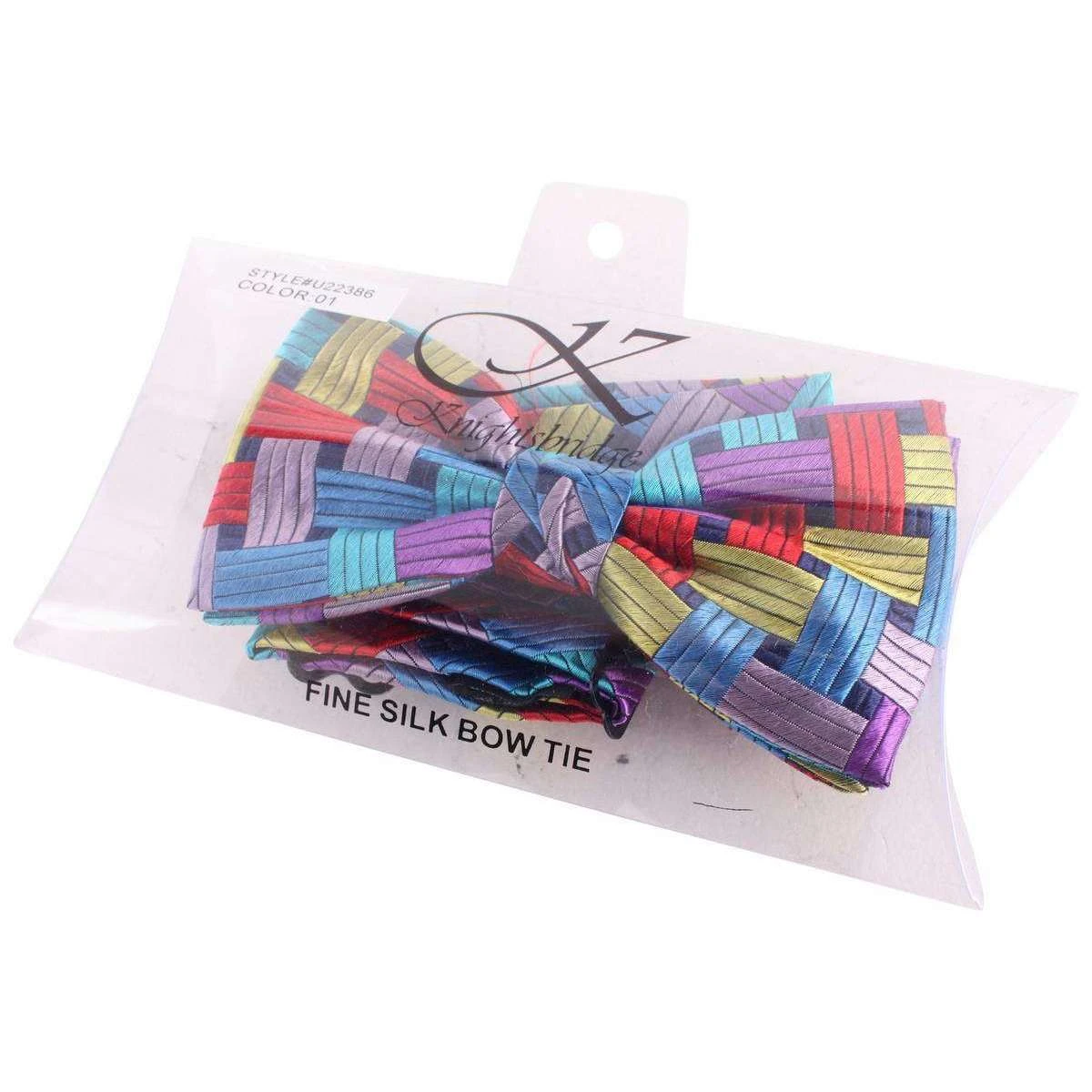 Knightsbridge Neckwear Rectangles Silk Bow Tie - Multi-colour - Image 4