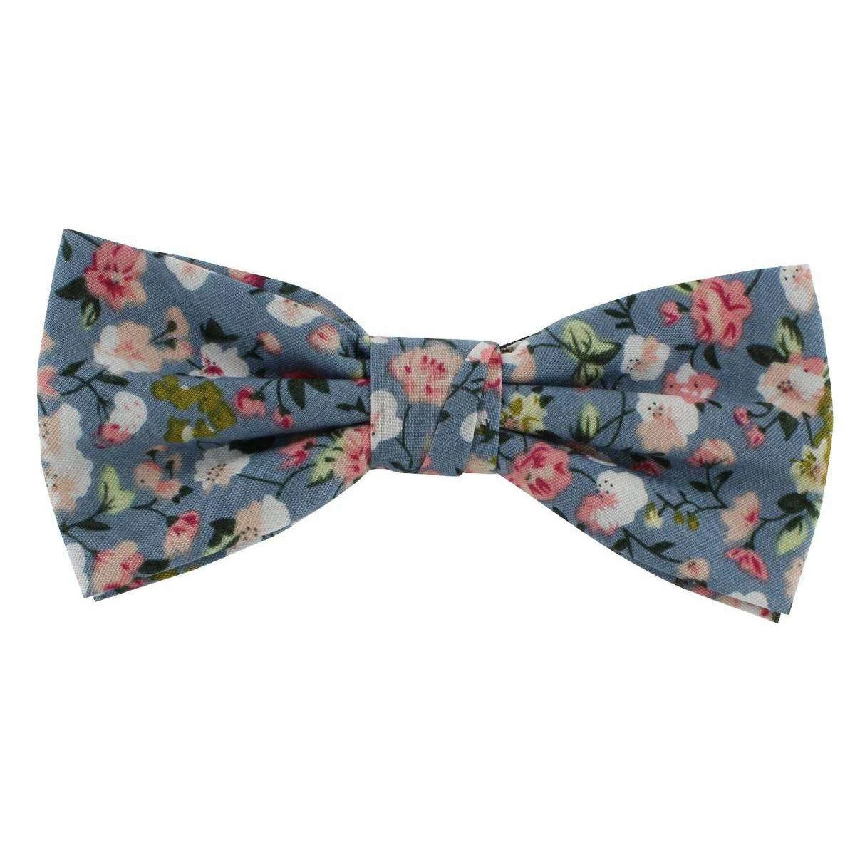 Michelsons Of London Contast Floral Bow Tie And Plain Pocket Square Set - Coral - Image 2