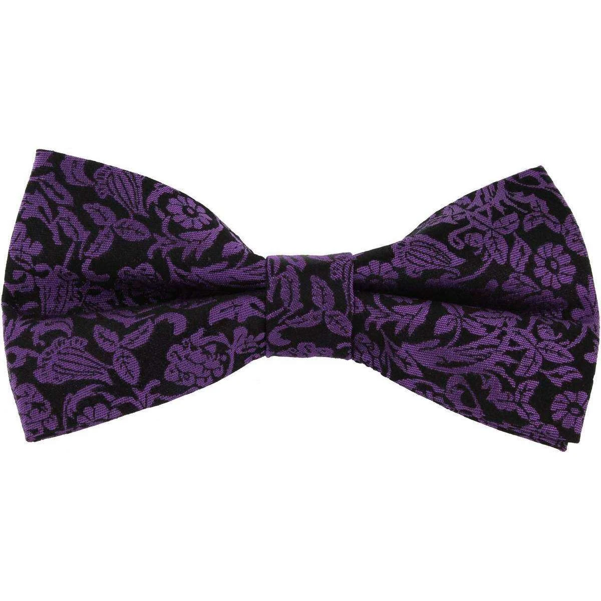 Michelsons Of London Jacquard Floral Silk Bow Tie - Purple