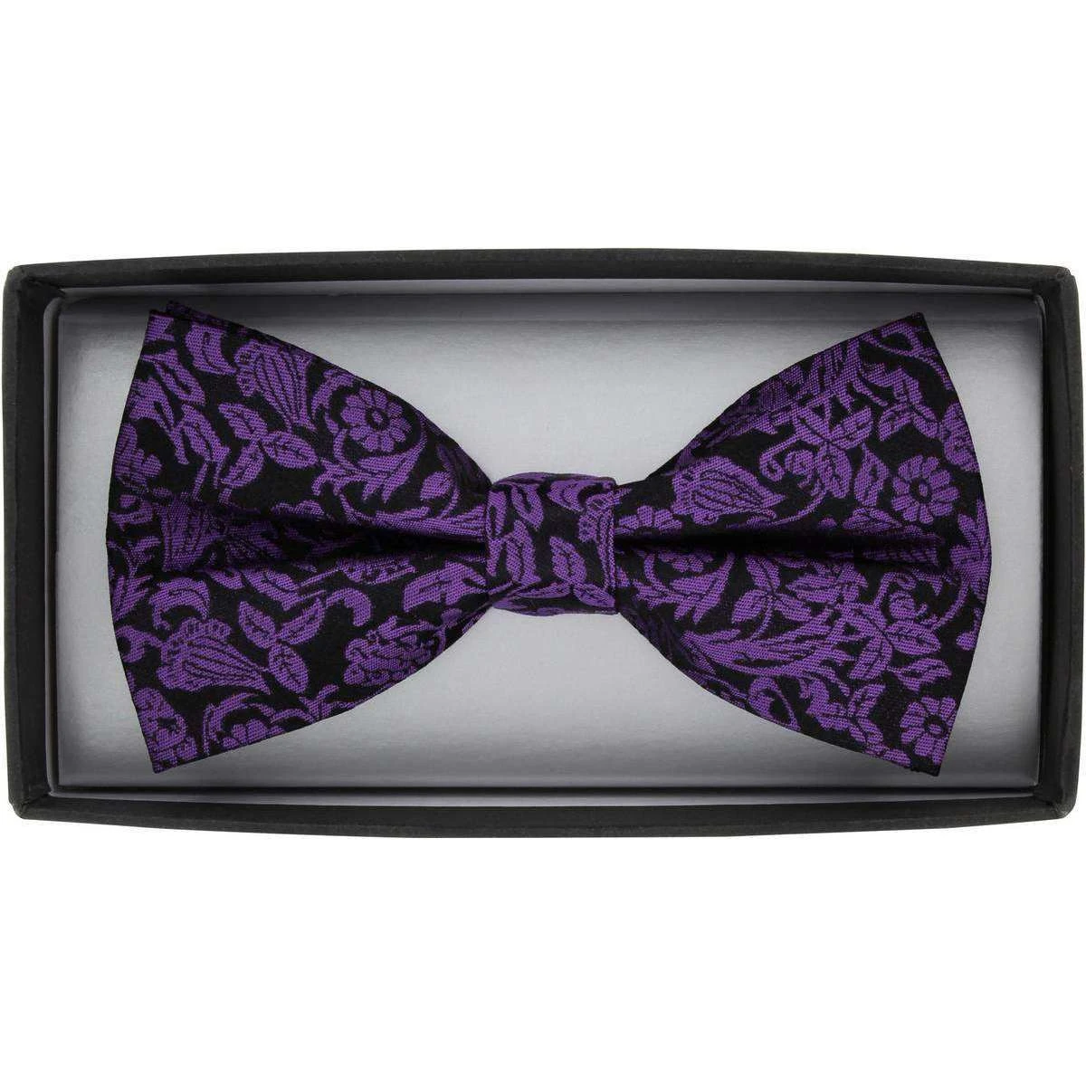 Michelsons Of London Jacquard Floral Silk Bow Tie - Purple - Image 2
