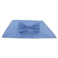 Michelsons Of London Semi Plain Bow Tie And Pocket Square Set - Ice Blue