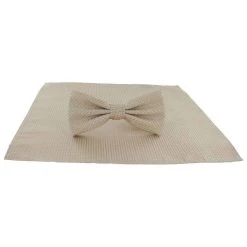 Michelsons Of London Semi Plain Bow Tie And Pocket Square Set - Taupe
