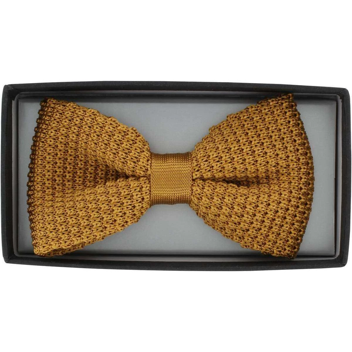 Michelsons Of London Silk Knitted Bow Tie - Gold - Image 2