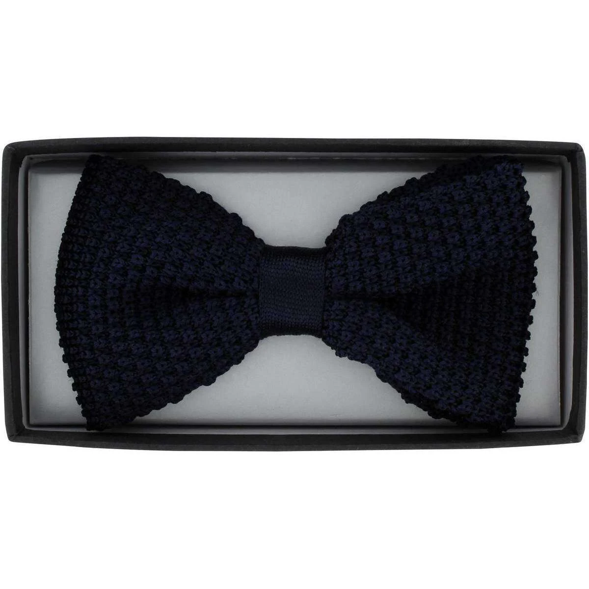 Michelsons Of London Silk Knitted Bow Tie - Navy - Image 2