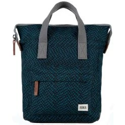 Roka Bantry B Small Snake Print Sustainable Canvas Backpack - Deep Teal Blue