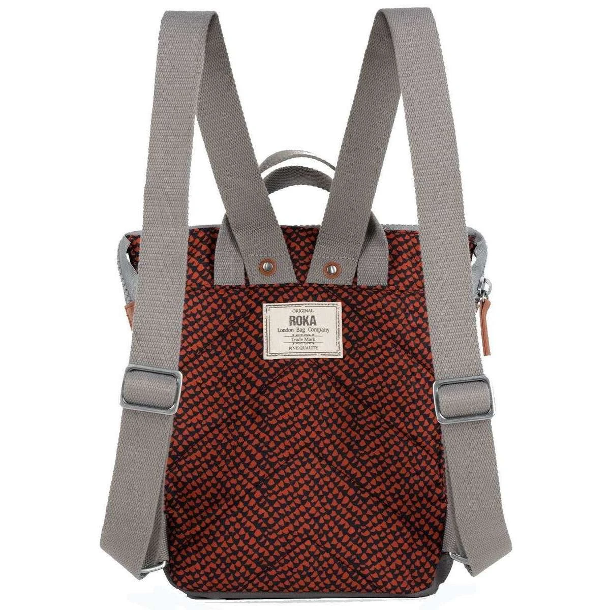 Roka Bantry B Small Snake Print Sustainable Canvas Backpack - Ginger Orange - Image 2