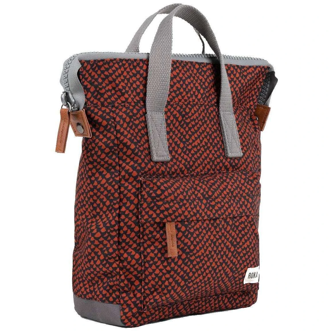 Roka Bantry B Small Snake Print Sustainable Canvas Backpack - Ginger Orange - Image 4
