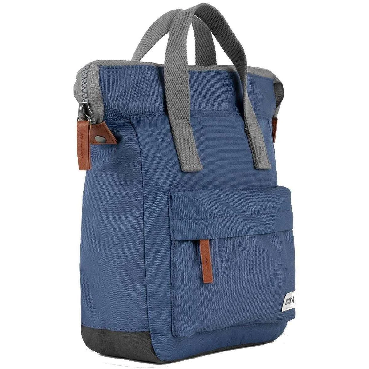 Roka Bantry B Small Sustainable Canvas Backpack - Burnt Blue - Image 4
