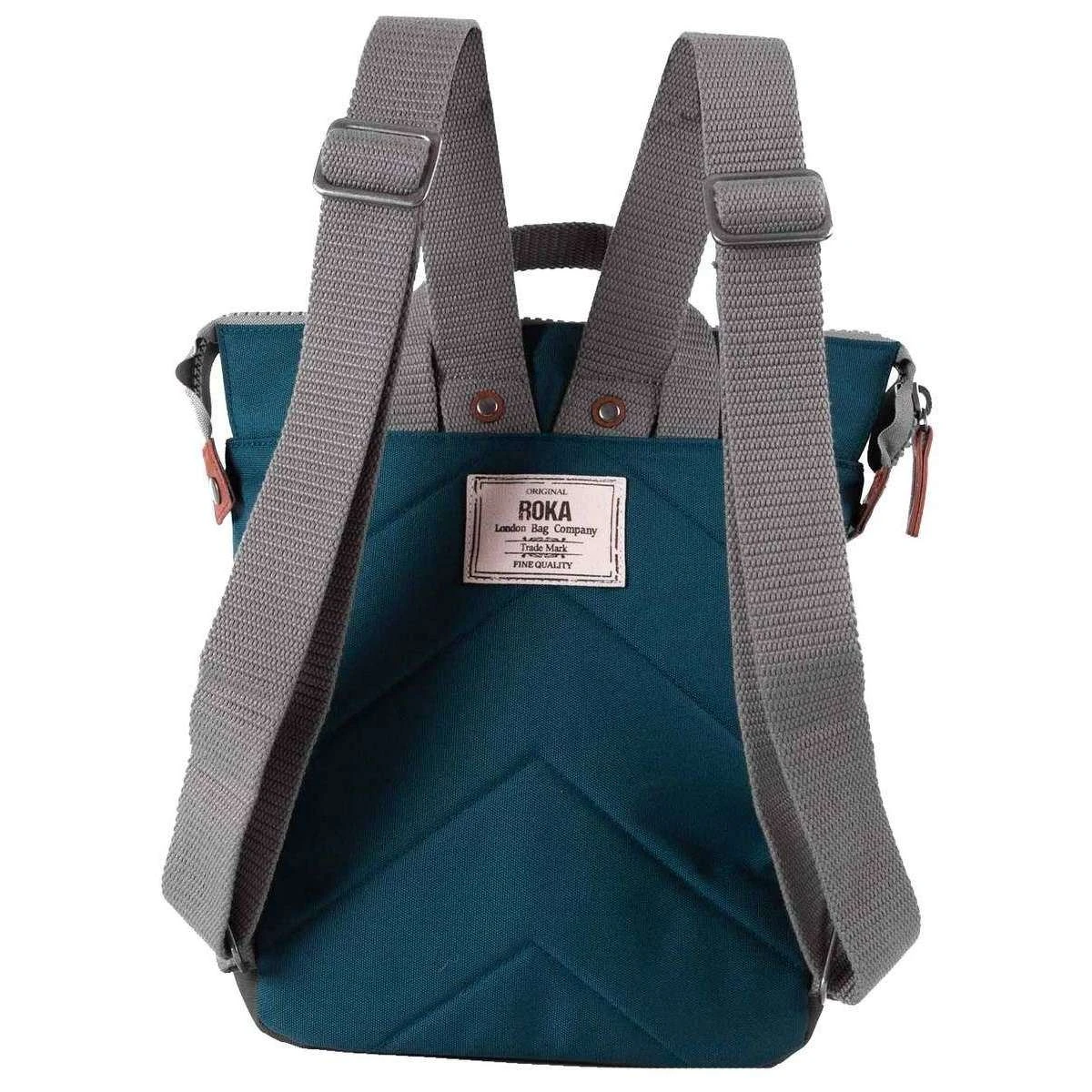 Roka Bantry B Small Sustainable Canvas Backpack - Teal Blue - Image 2