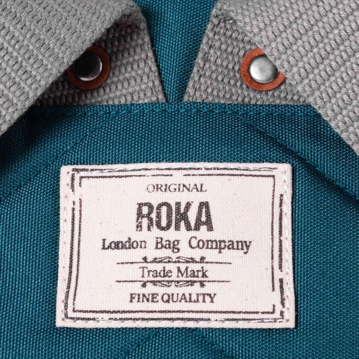 Roka Bantry B Small Sustainable Canvas Backpack - Teal Blue - Image 5