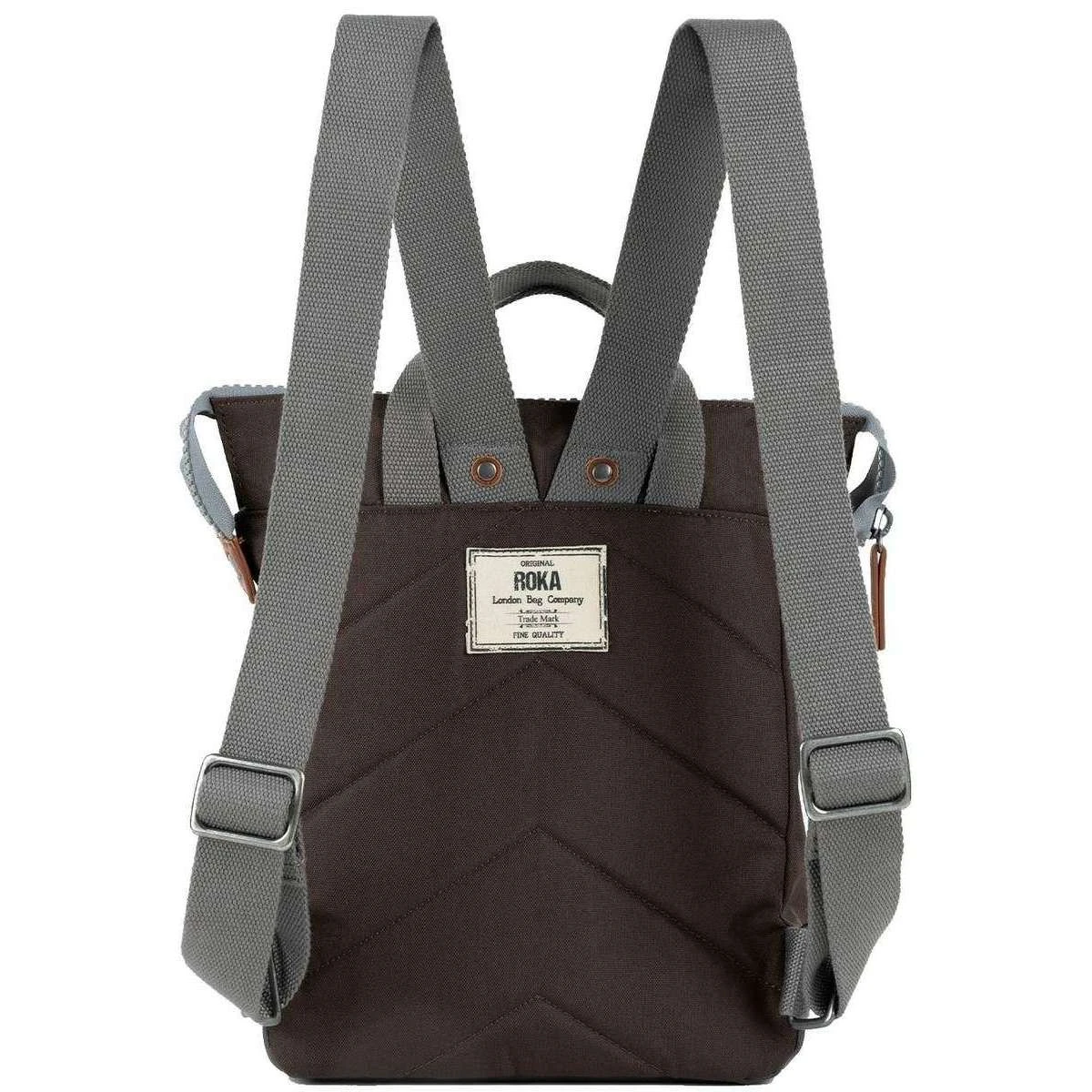 Roka Bantry B Small Sustainable Canvas Flannel Backpack - Dark Chocolate Brown - Image 2