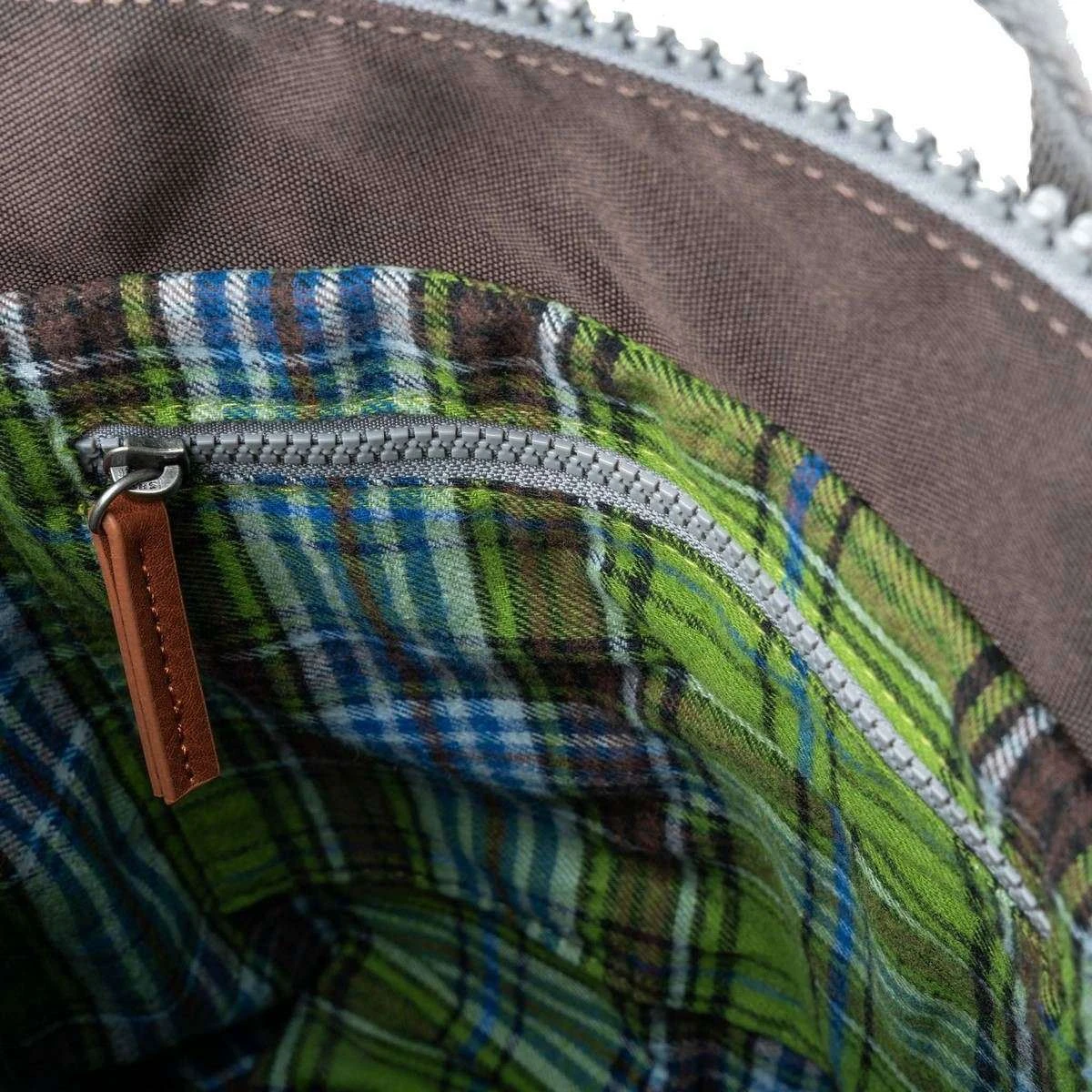 Roka Bantry B Small Sustainable Canvas Flannel Backpack - Dark Chocolate Brown - Image 3