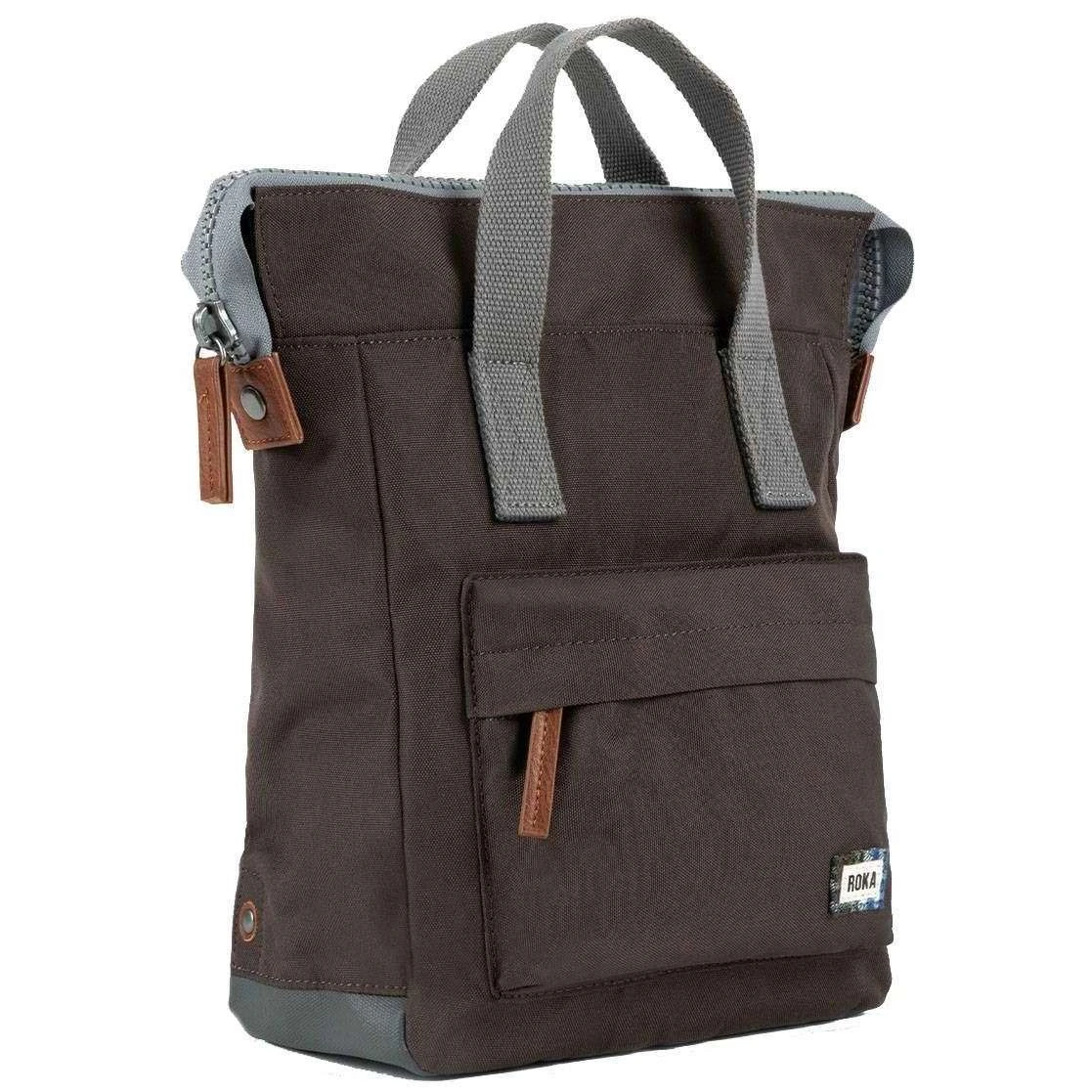 Roka Bantry B Small Sustainable Canvas Flannel Backpack - Dark Chocolate Brown - Image 4