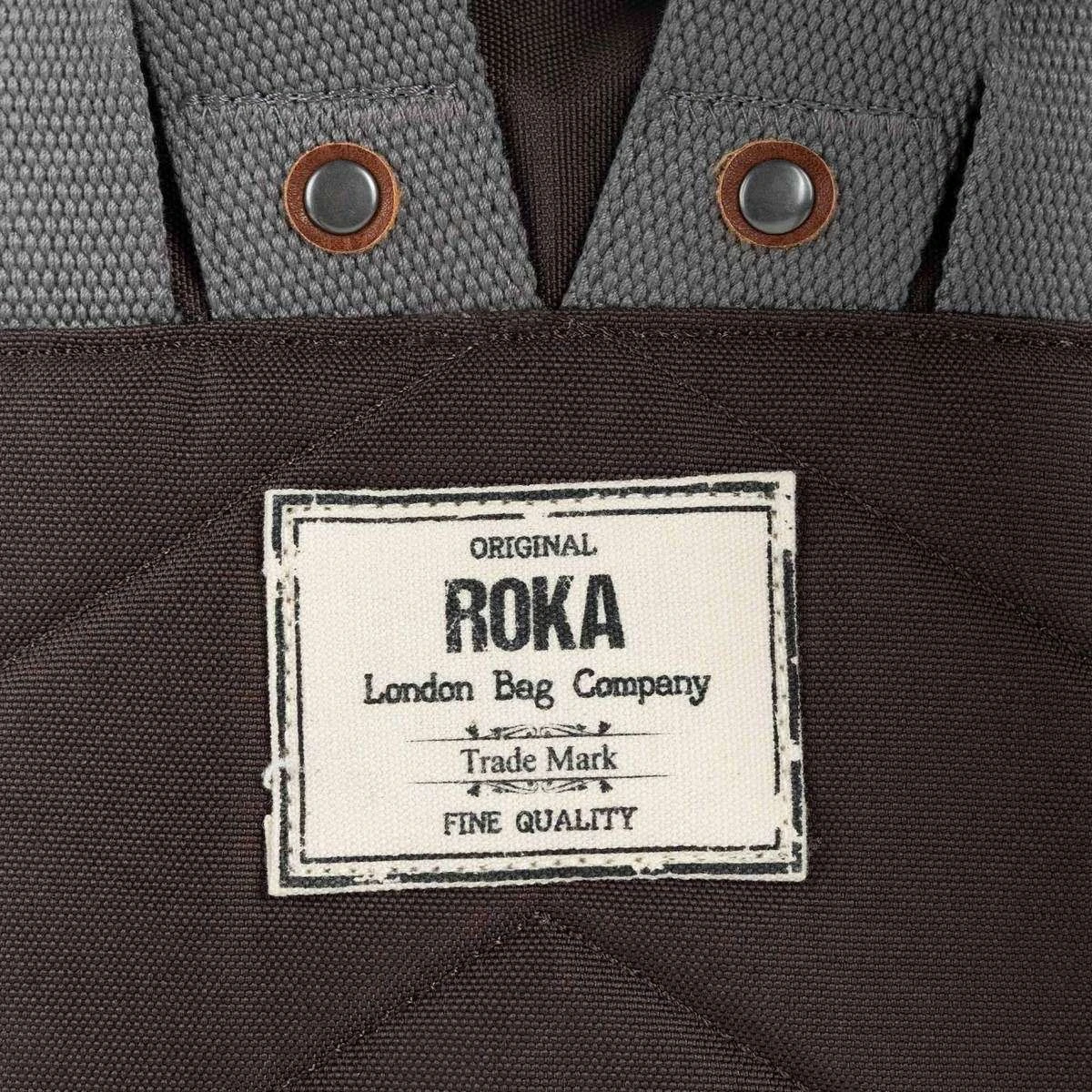 Roka Bantry B Small Sustainable Canvas Flannel Backpack - Dark Chocolate Brown - Image 5
